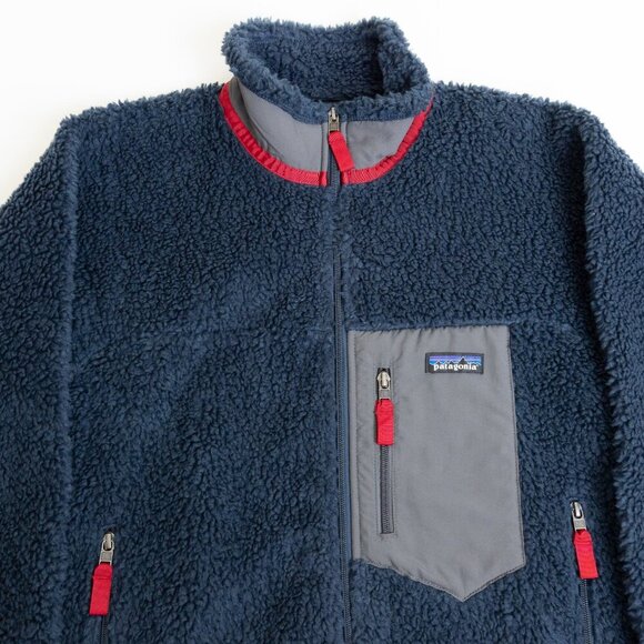 Patagonia Men’s Classic Retro-X Fleece Jacket Sherpa Full Zip Navy / Wax Red - Picture 5 of 15